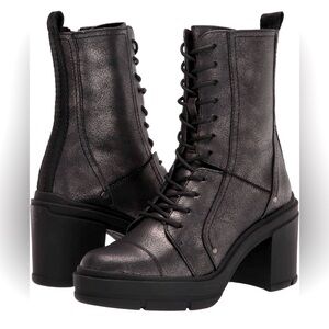 Rocket Dog Gunmetal Metallic Boots, Silver, Platform, chunky heel Y2K